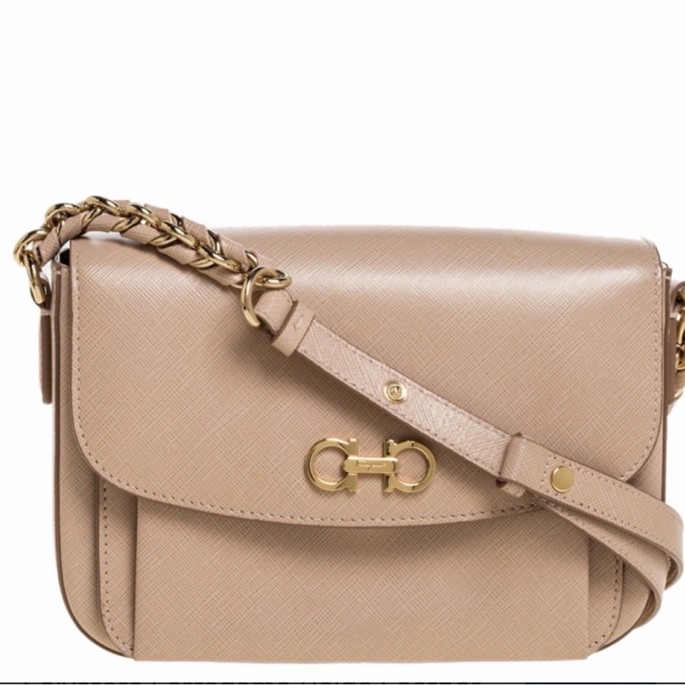 Salvatore Ferragamo Neutral Vara Leather Shoulder Bag